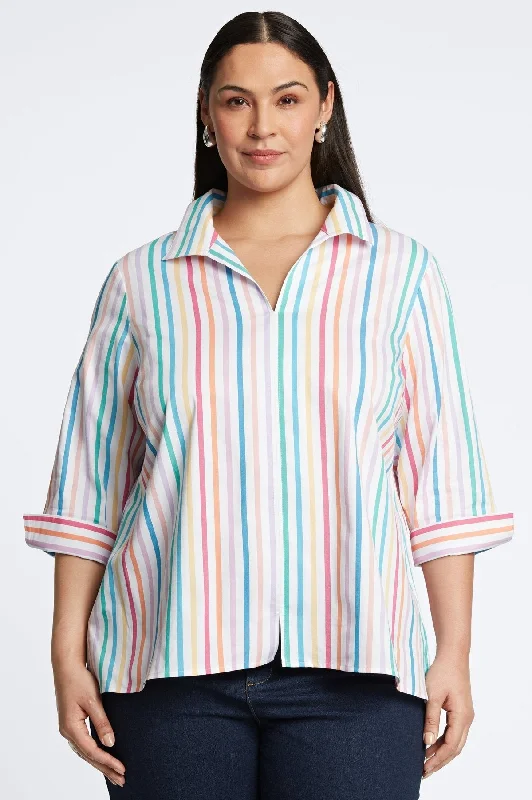 Agnes Plus No Iron Rainbow Stripe Popover Shirt