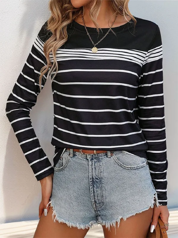 Striped Round Neck Long Sleeve T-ShirtLimited Edition Shirts