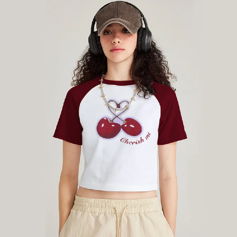 Women's Cherry Patchwork T-ShirtButton-Up Shirts