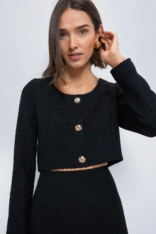 Black Tweed Cropped Dinah Top